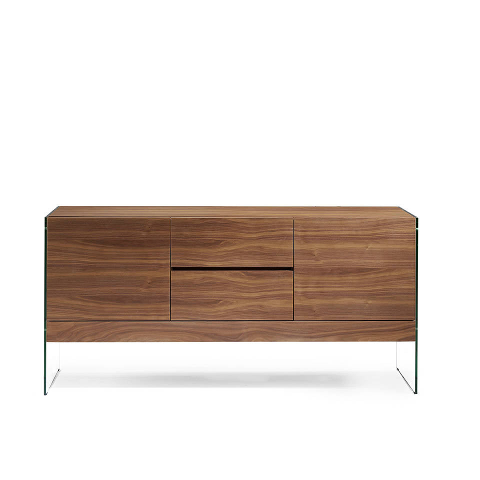 Buffet design en noyer avec pieds en verre trempé – Angel Cerda 3062