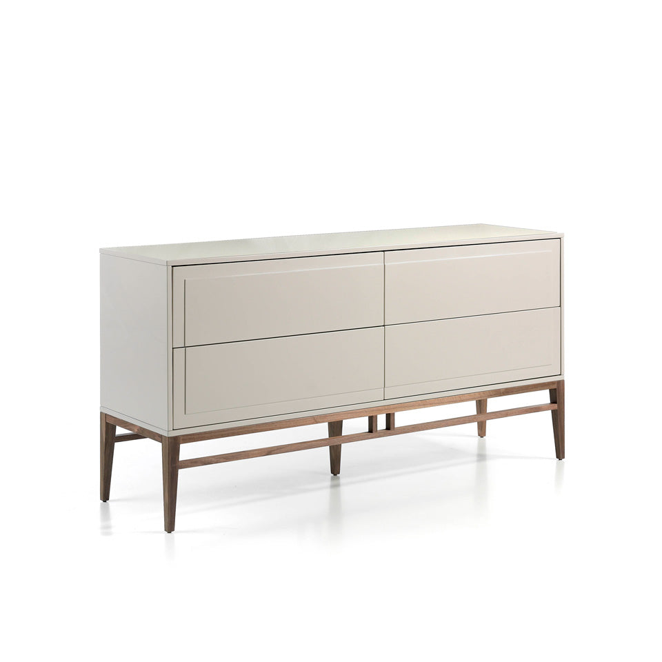 Buffet design laqué avec tiroirs et pieds en bois noyer – Angel Cerda 3074