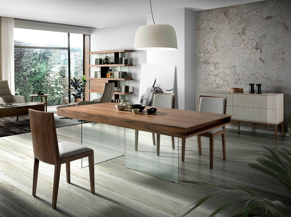 Buffet design laqué avec tiroirs et pieds en bois noyer – Angel Cerda 3074