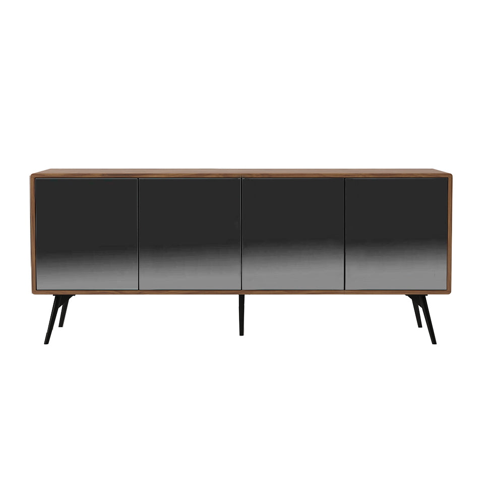 Buffet design en bois de noyer avec portes en verre miroir noir – Angel Cerda 3061