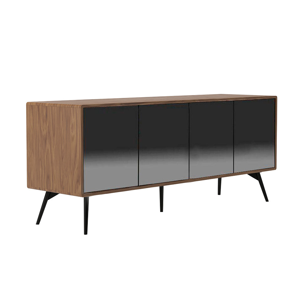 Buffet design en bois de noyer avec portes en verre miroir noir – Angel Cerda 3061