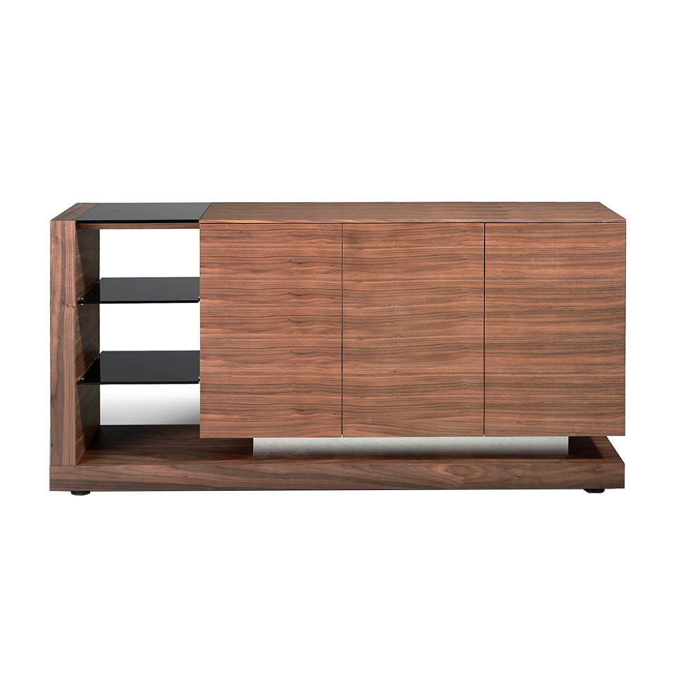 Buffet design en noyer avec verre teinté noir – Angel Cerda 3140