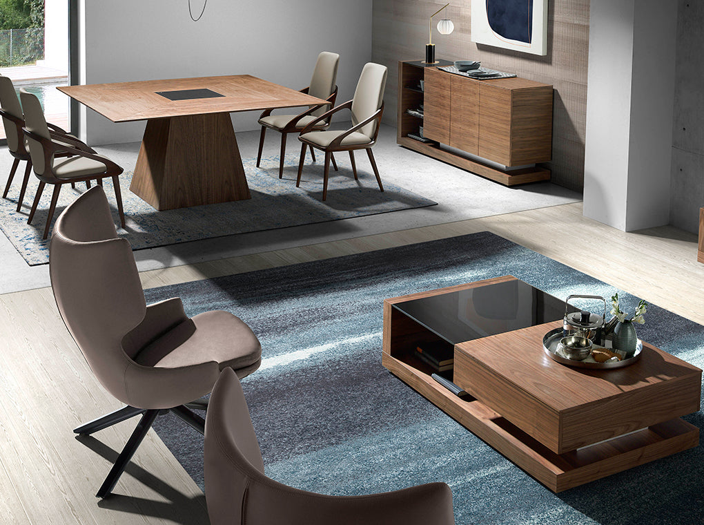 Buffet design en noyer avec verre teinté noir – Angel Cerda 3140
