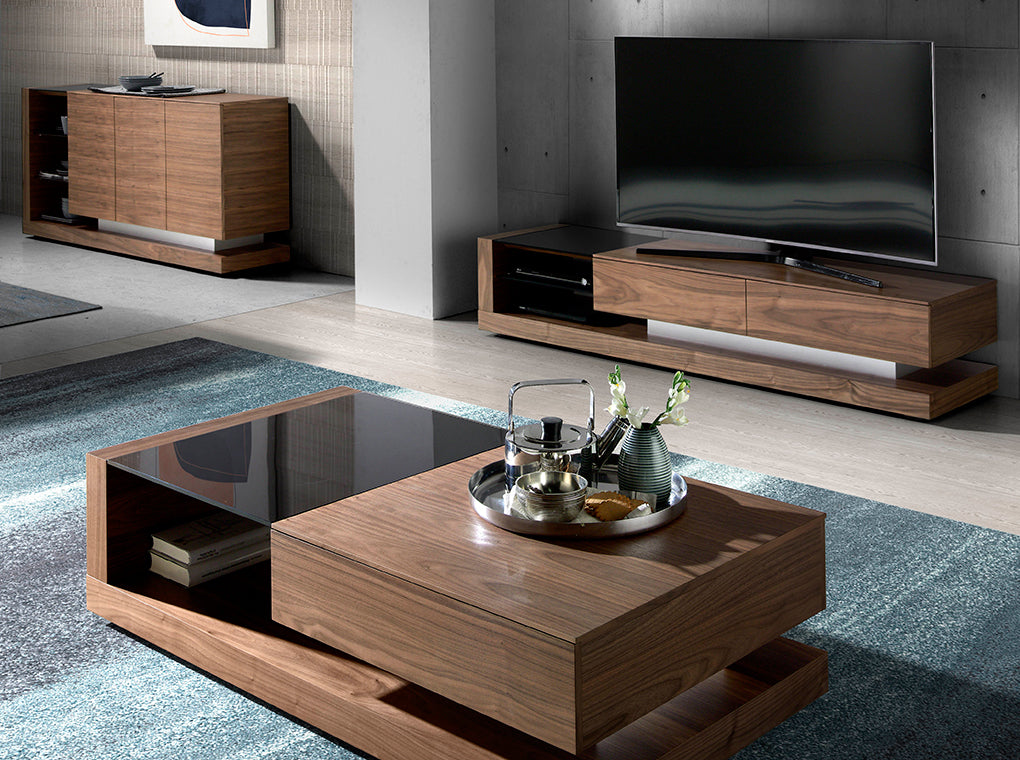 Buffet design en noyer avec verre teinté noir – Angel Cerda 3140