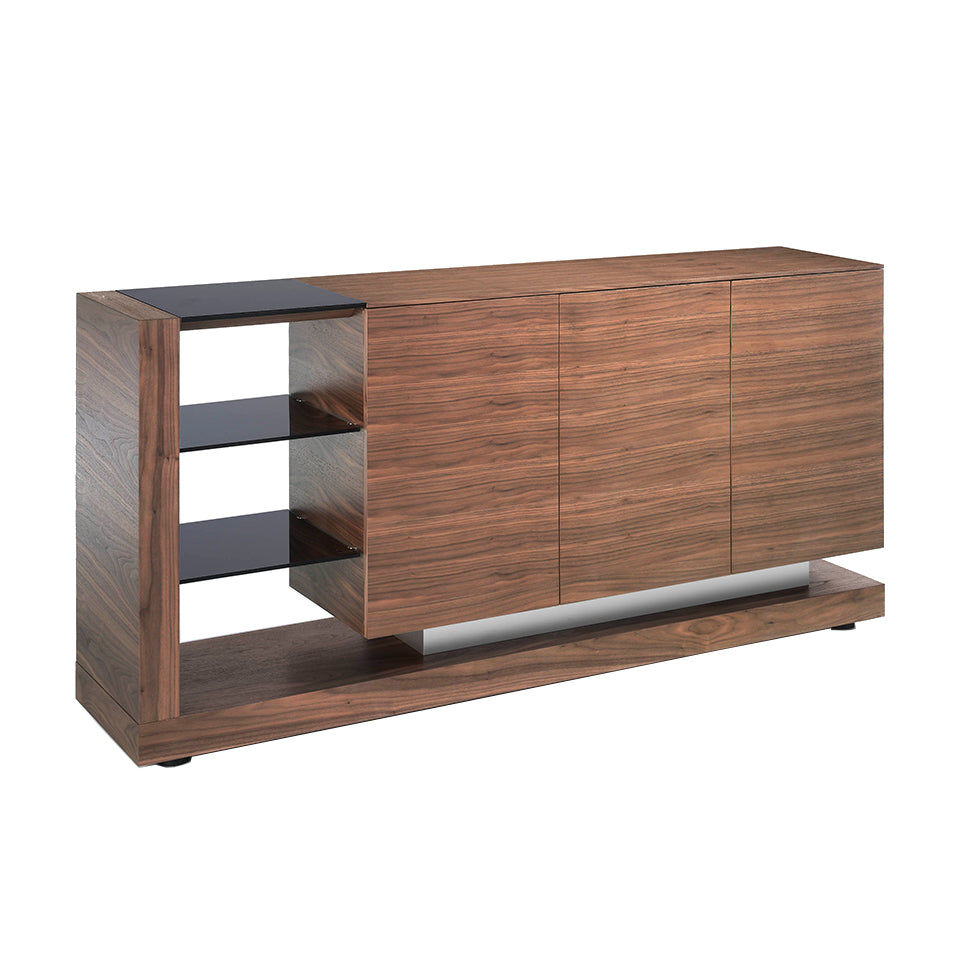 Buffet design en noyer avec verre teinté noir – Angel Cerda 3140