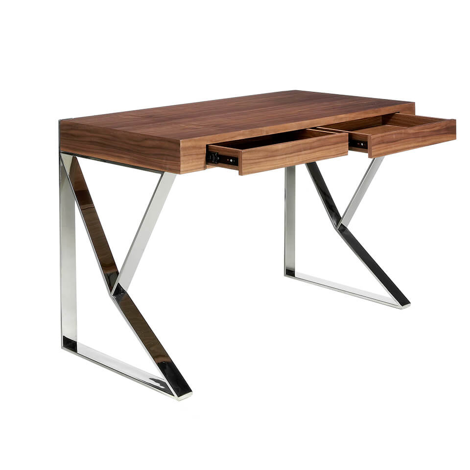 Bureau design moderne en bois de noyer avec structure en acier – Angel Cerdá 3015