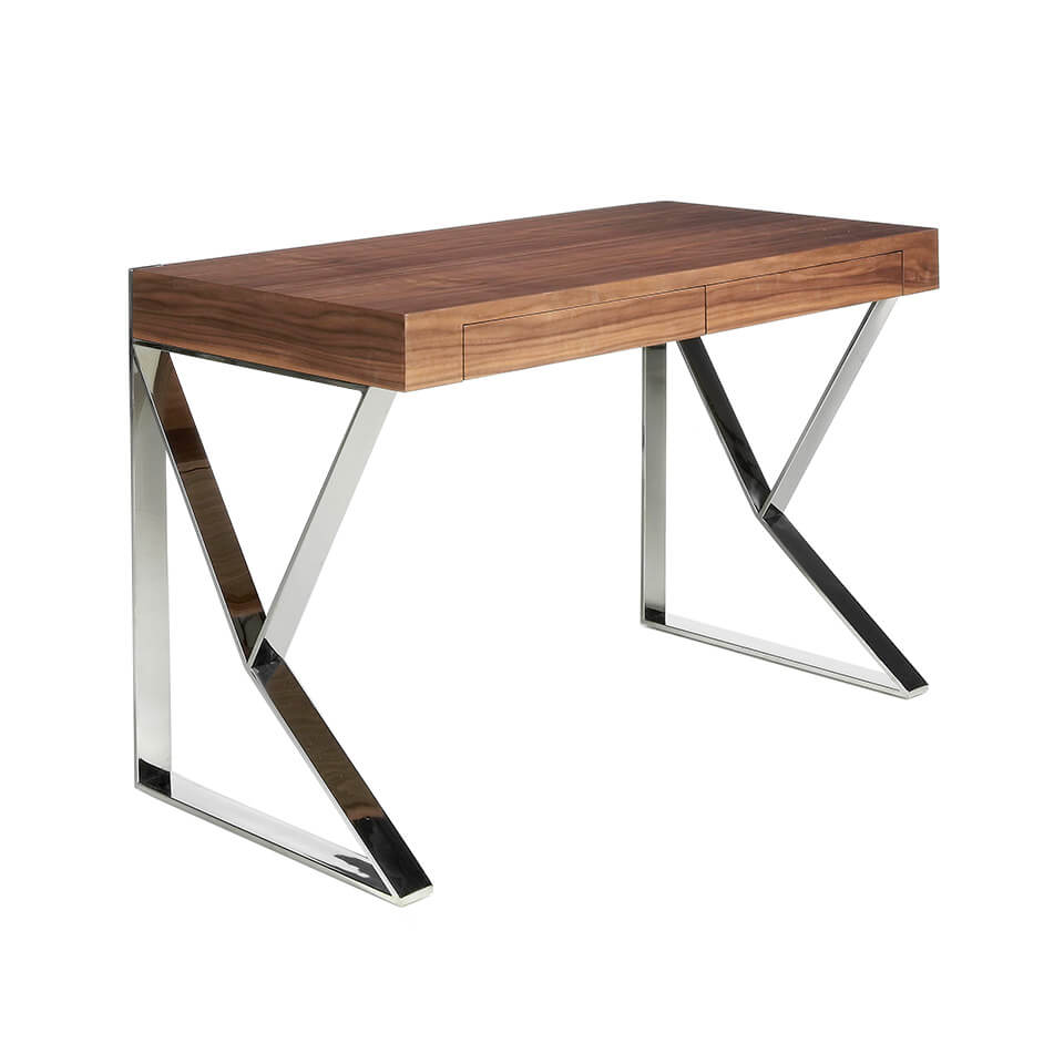 Bureau design moderne en bois de noyer avec structure en acier – Angel Cerdá 3015