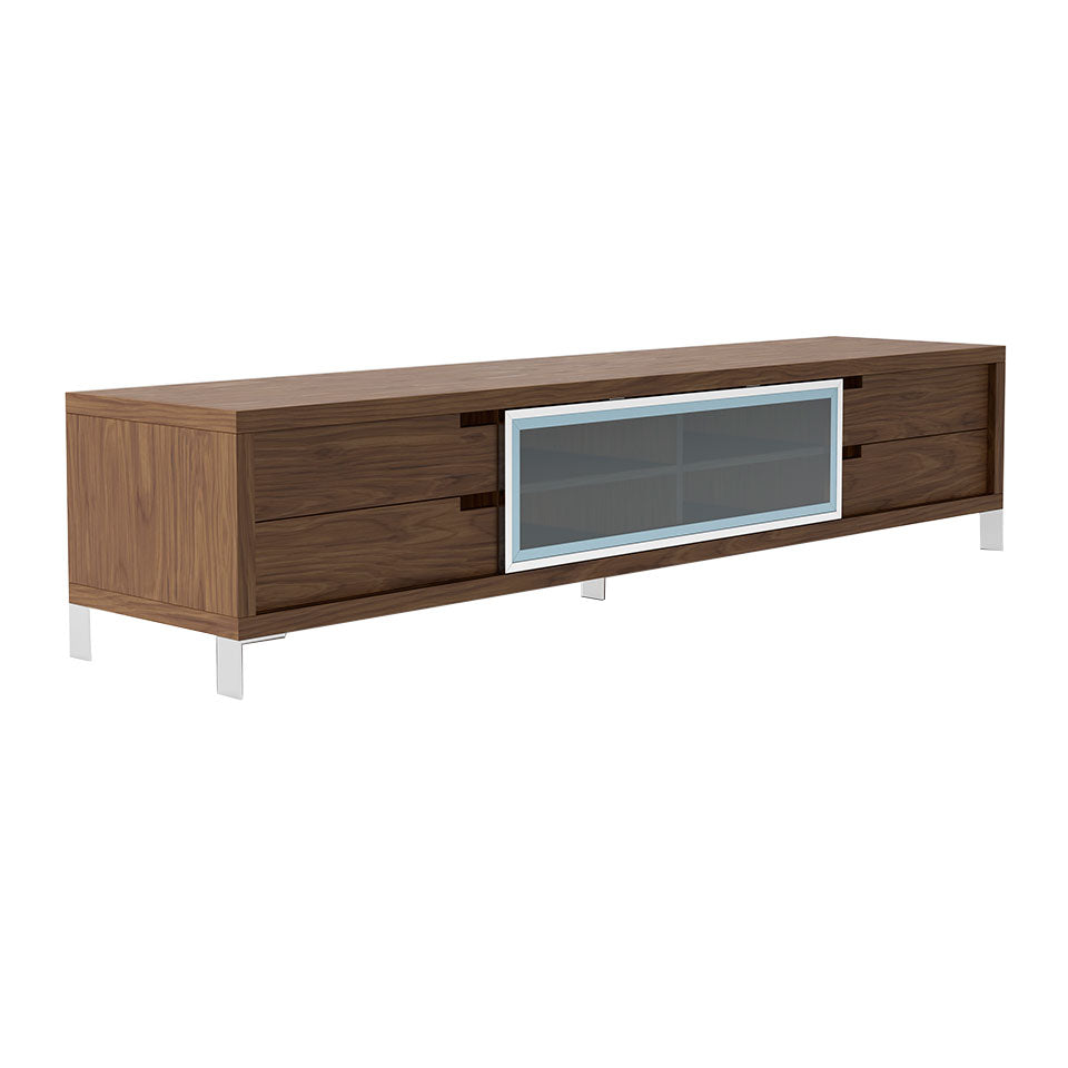 Meuble TV design "Loft" bois noyer avec porte coulissante 180cm