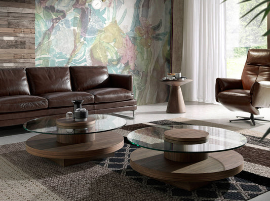 Table basse ronde verre trempé et métal design | Ø60cm salon